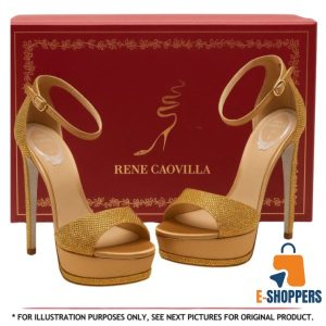 Rene Caovilla Gold Satin Anastasia Heels (Size: 41)