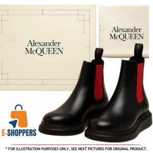 Alexander McQueen Leather Chelsea Boots with Elastic Side Panels (Size: 39)
