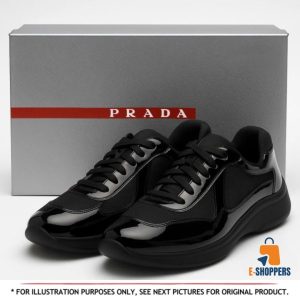 Prada Vernice + Bike Sneakers Black – Size 7.5 – Sleek Italian Luxury Footwear