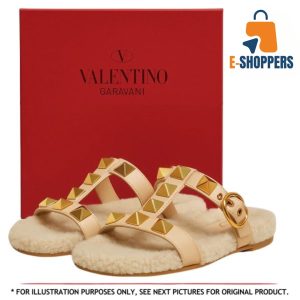 Valentino Garavani Shearling Slide Sandals (Size:37)