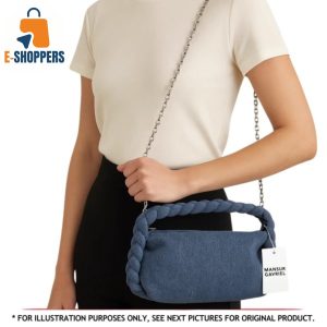 Mansur Gavriel Denim Braided Handle Shoulder Bag with Chain Strap (Size: One)