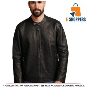 Reiss Leather Caf Racer Jacket (Size: L)