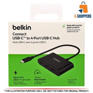 Belkin Connect USB-C to 4-Port USB-C Hub – 100W PD, 10Gbps