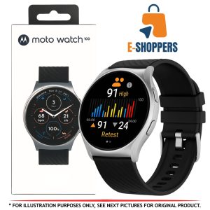 Moto Watch 120 Smartwatch – Silver with Black Band (Model MOSWZ120-SL)