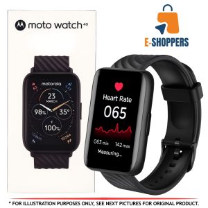 Motorola Moto Watch 40 Smartwatch – Fitness & Health Tracker (Model: MOSWZ40-PB)