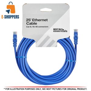 Best Buy Essentials 25ft Ethernet Cable Cat-6 (RJ-45) – Blue