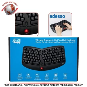 Adesso Wireless Mini Trackball Ergonomic Keyboard (WKB-3150UB)