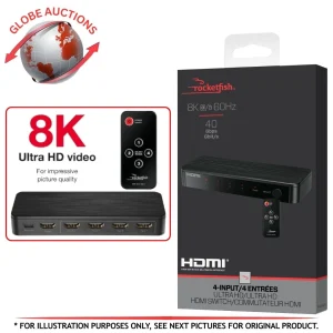 Rocketfish 4-Port 8-K Ultra HD HDMI Switch - Black