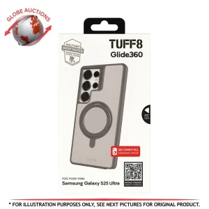 TUFF8  Galaxy S25 Ultra Glide360 Qi2 Rugged Case + Rotating Stand - Grey