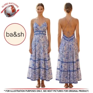 ba&sh Robe Birdy V-neck Open Back Halter Dress (Size: 2)