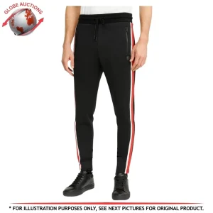 Kooples X Sport Men's Slim Track Pants Black Red White Stripe Fleece M
