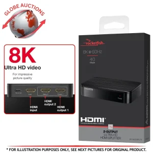 Rocketfish 8K 2 Port HDMI Splitter 60Hz 40Gbps Ultra HD USB-C Power