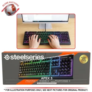 SteelSeries Apex-3 Full-Size Backlit Membrane Tactile Ergonomic Gaming Keyboard