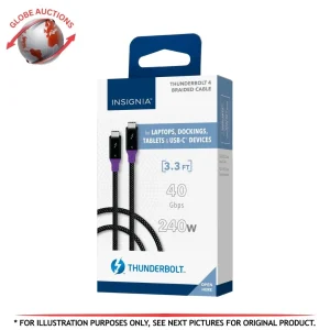 Insignia 240-W Thunderbolt-4 40-Gbps  USB C Braided Cable 3.3-ft  Black