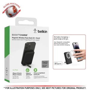 Belkin BoostCharge 5000-mAh Magnetic Wireless Power Bank with Stand - Black