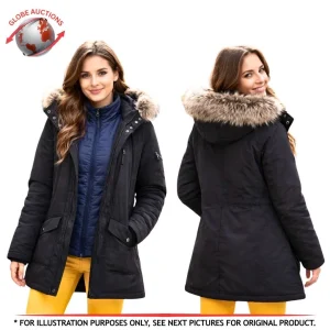 Michael Kors 2-in-1 MK Parka Jacket Black Faux Fur Hood