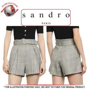 Sandro Bermudas High-Rise Checkered Shorts with detachable Belt - Size: 36