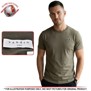 SANDRO Heart Embroidery Short Sleeve 100% Cotton T-shirt (Size: 3)