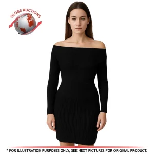 Reiss Lara Off-Shoulder Ribbed Dress Black Size M