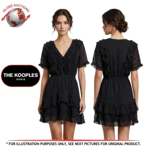The Kooples Paris V-Neck Textured Midi Party Dress (Size: 2)