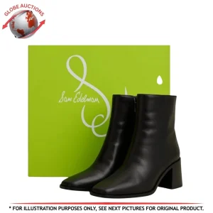 Sam Edelman Women’s Black Leather Ankle Boots Size 6 – Square Toe Zip Style