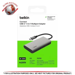 Belkin USB-C 4-in-1 Multiport Adapter 100W PD HDMI & Dual USB-A – AVC006