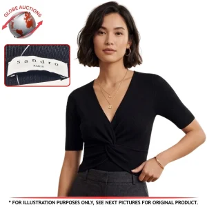 SANDRO Paris Ribbed Knit Cropped Top Short Sleeves - Size 2