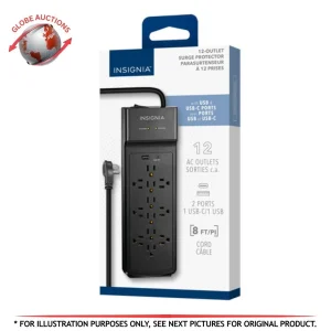 Insignia 12-Outlet Surge Protector w/ USB-C 20W & USB, 8 ft - NS-HW505-C