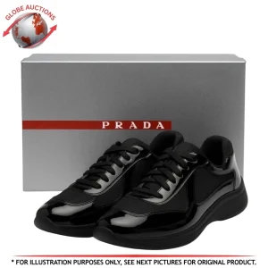 Prada  Sleek Italian Luxury Footwear Sneakers Black – Size 7.5 – Vernice + Bike
