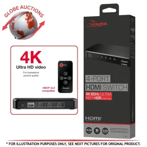 Rocketfish 4 Port HDMI Switch 4K 60Hz HDR Remote AC Adapter