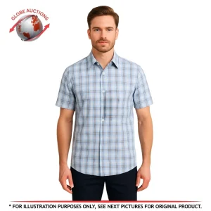 Haggar Men’s Short Sleeve Easy-Care Plaid Shirt – Size M