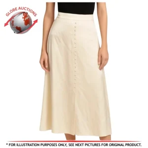 The Kooples Shiny Vanilla Satin Midi Skirt (Size: 2)