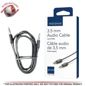 Insignia 3.5mm Audio Cable 3ft /.9m Low Profile AUX Cord Black (NS-LW16-C)