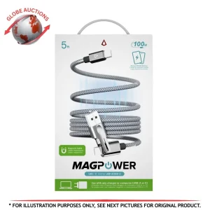 MAGPOWER 100W  Magnetic 2-in-1 USB-C/USB-A Fast 5ft Charge Cable (LBTCO5ACC)