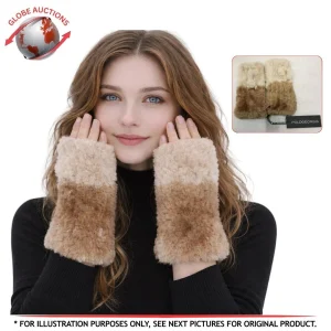 Pologeorgis Dyed Lamb Fur Knitted Two Tone Mittens One Size Pologeorgis Knitted