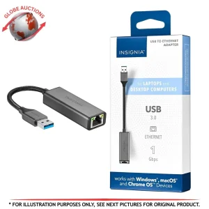 Insignia USB 3.0 to Ethernet Adapter 1-Gbps for Laptops Desktops (NS-PA3U6E-C)